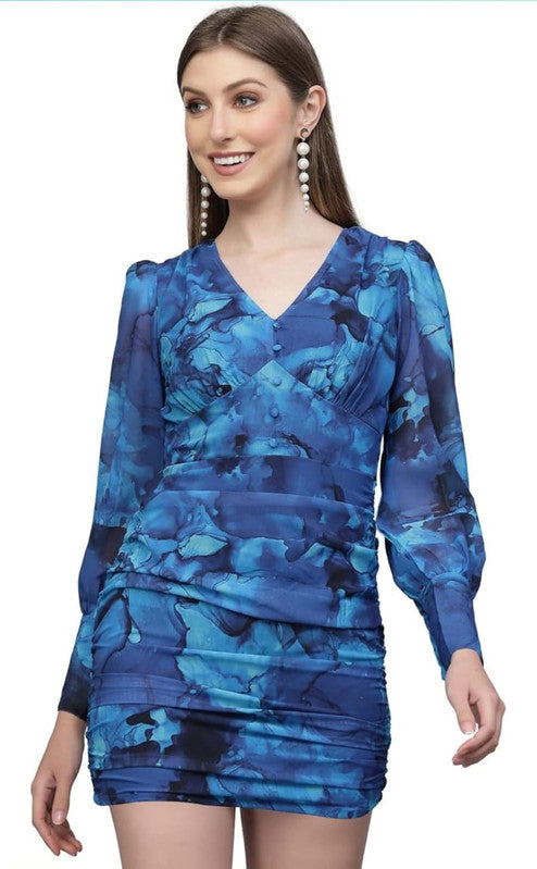 Blue printed dress