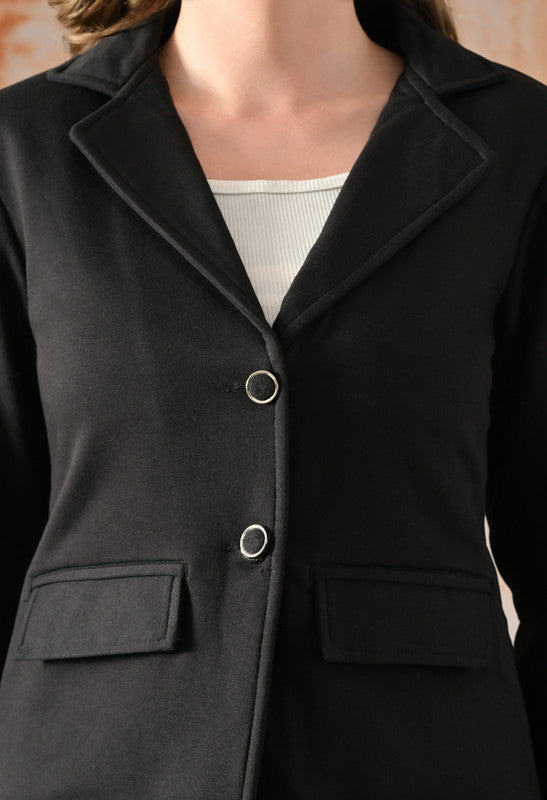 Short Fleece Blazer Black