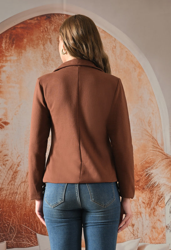 Short Fleece Blazer Brown