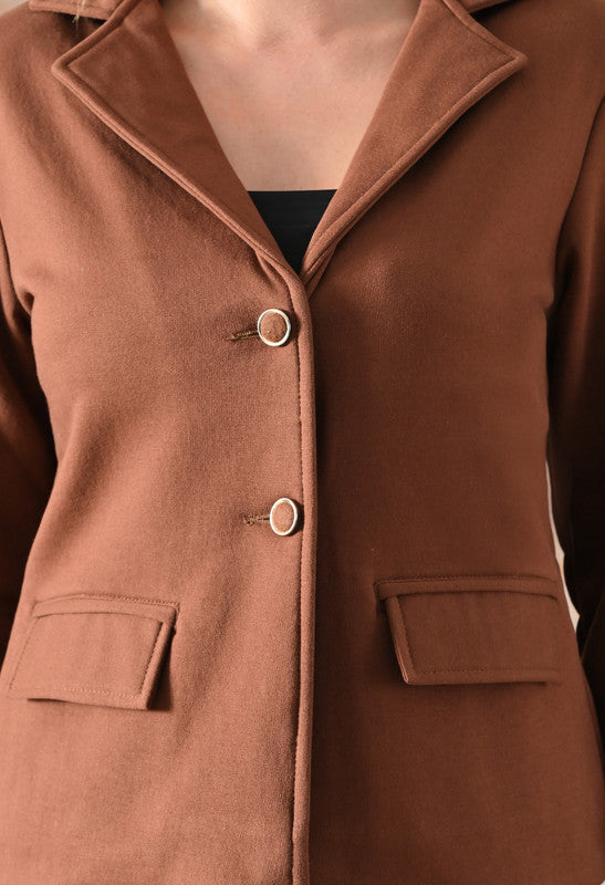 Short Fleece Blazer Brown