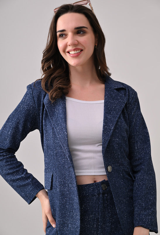 Printed Denim Blazer and Pant