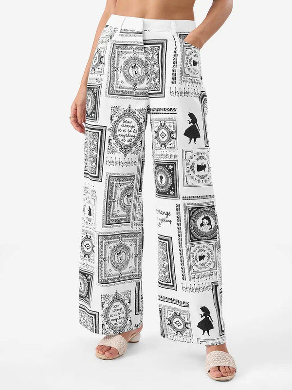 Black & White Artistic Printed Co-ord Set with Collared Crop Top