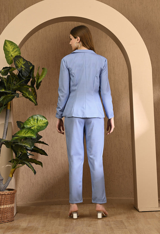 BLUE PRINTED COAT PANT 