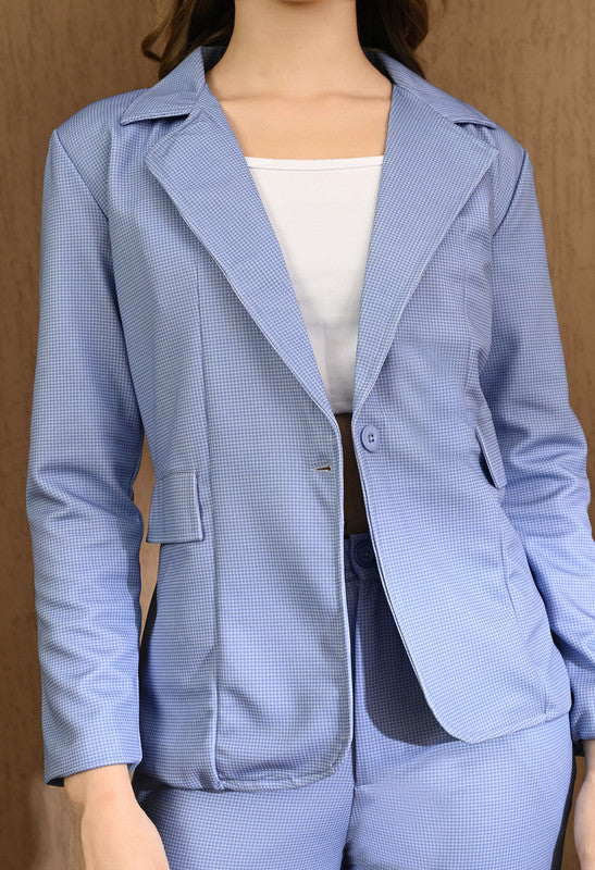 BLUE PRINTED COAT PANT 