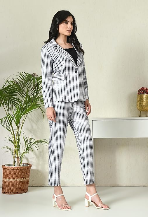 Black Checkered Formal Coat & Pant 