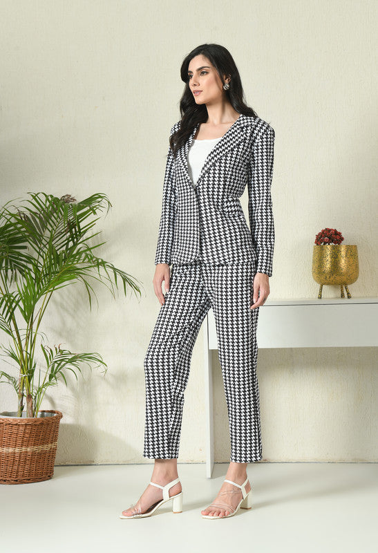Checkered Print Coat & Pant