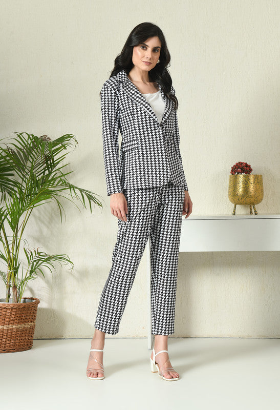 Checkered Print Coat & Pant