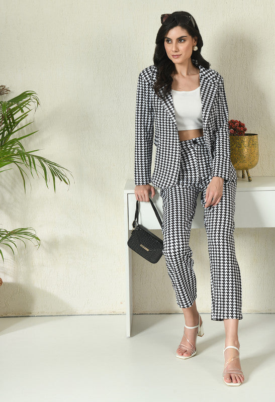 Checkered Print Coat & Pant