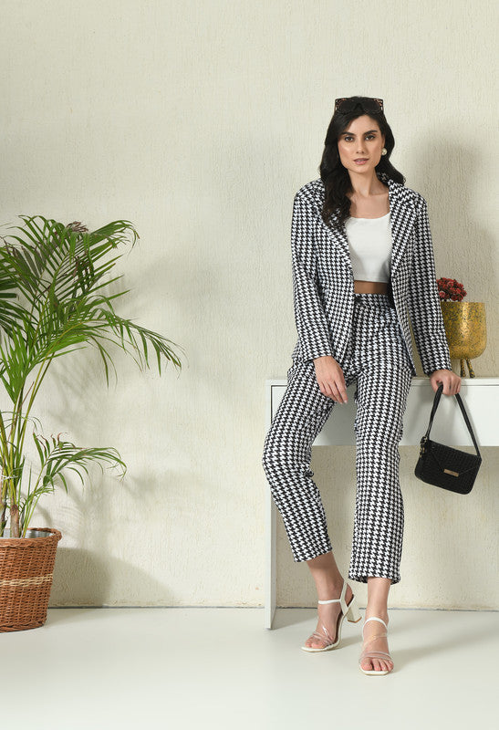 Checkered Print Coat & Pant