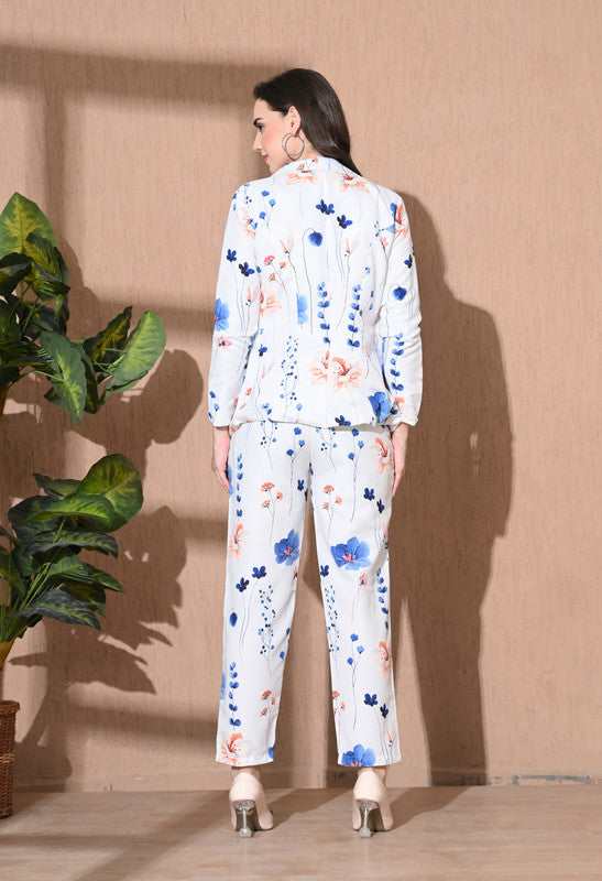 COTTON WHITE FLOWER COAT PANT 