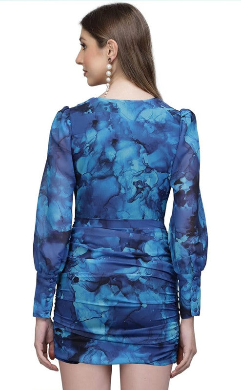 Printed GEORGETTE DRESS BLUE