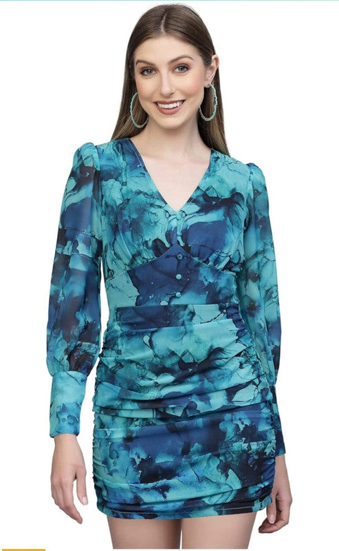Printed GEORGETTE DRESS Green