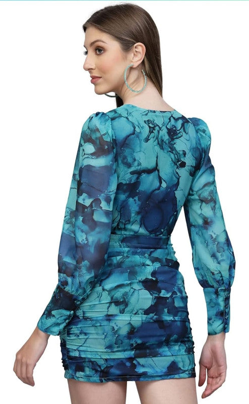 Printed GEORGETTE DRESS Green