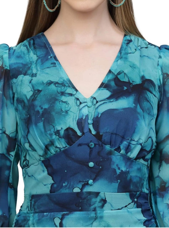 Printed GEORGETTE DRESS Green