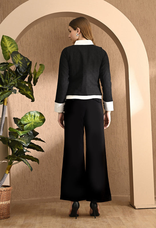 Black Designer Textured Coat