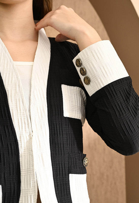 Black Designer Textured Coat