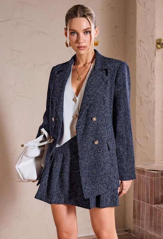 BLUE PRINTED COAT SKIRT 
