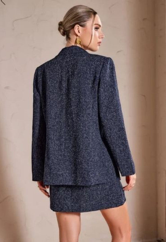 BLUE PRINTED COAT SKIRT 