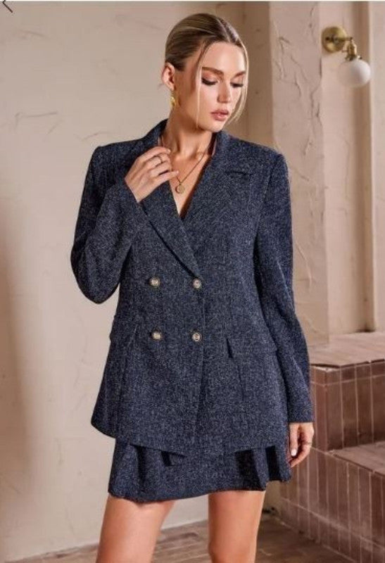BLUE PRINTED COAT SKIRT 