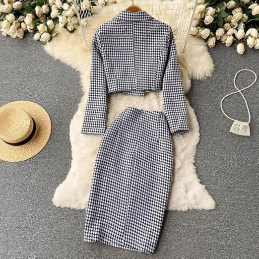 Checkred print Skirt & Coat Black