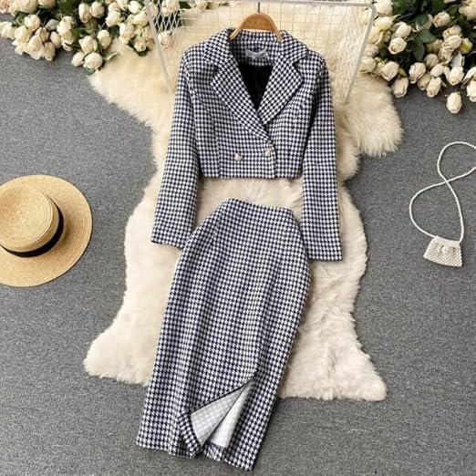 Checkred print Skirt & Coat Black