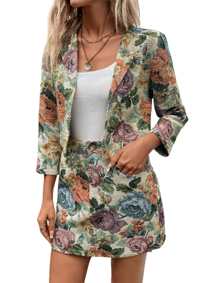 Printed Coat & Skirt 