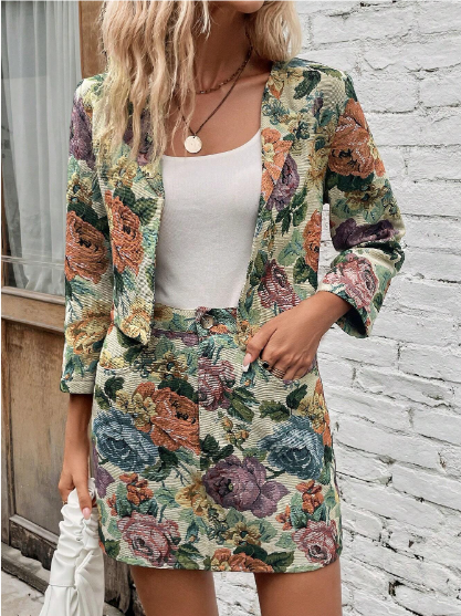 Printed Coat & Skirt 