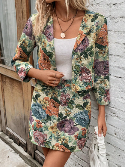 Printed Coat & Skirt 