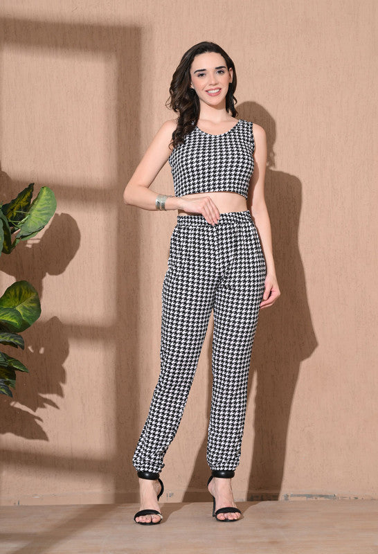 Checkred print Top & Pant Black